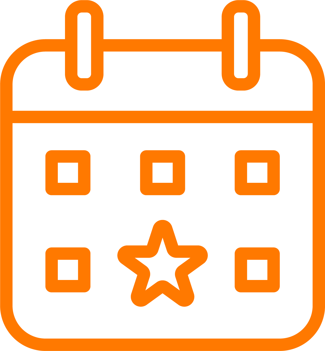 Icon of a calendar with one day starred